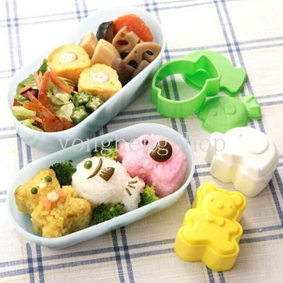 3pcs/set Cartoon Cute Elephant Fish Bear Shaped Rice Ball Maker Kids Bento Mould DIY Onigir Sushi Mold Shaper Kitchen Tool