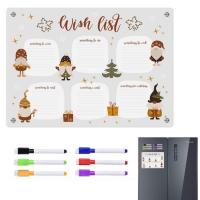 Clear Dry Erase Board Acrylic Calendar Board Magnetic Transparent Message Board With 6 Colors Markers Rewritable Gnome Pattern Memo Board For Fridge proficient