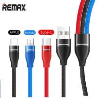 Remax 3 in 1 Fast Charge Quick Charge 3.5A USB to Lightning / Type-C / Micro usb Cable สายชาร์จ 3 in 1 ฟาสชาร์จ 3.5A ใช้ได้พร้อมกัน 3 หัว สายถักไนลอนไม่พันกัน