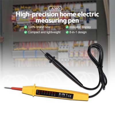 8-In-1 Voltage Tester AC/DC 6-380V Auto Electrical Pen Detector Induction Display with LED Light for Electrician Testing Tool