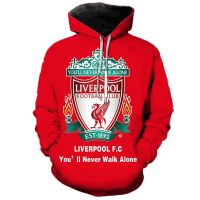 [พร้อมส่ง] เสื้อกันหนาวแขนยาว มีฮู้ด พิมพ์ลาย Liverpool 3D สําหรับเด็ก และผู้ใหญ่