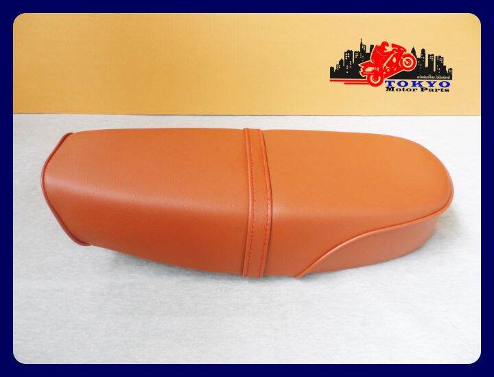 yamaha-yg5-double-seat-complete-brown-with-red-stitching-เบาะรถมอเตอร์ไซค์-สีน้ำตาล-ผ้าเรียบ-ด้ายแดง-สินค้าคุณภาพดี