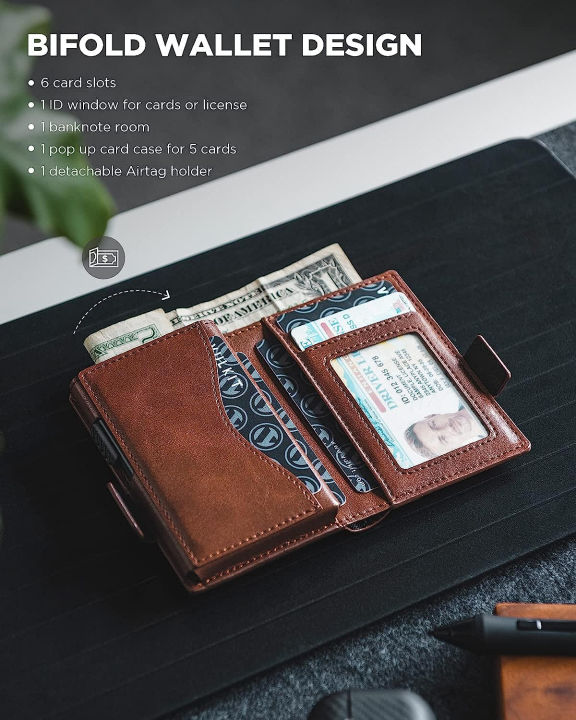 vulkit-card-holder-wallet-with-airtag-holder-amp-id-window-pop-up-leather-wallet-rfid-blocking-magnetic-closure-for-men-brown