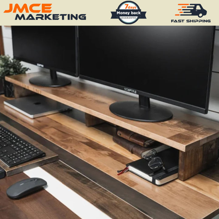 Wooden Monitor Stand Monitor Riser Single & Dual Monitor Stand Pinewood ...