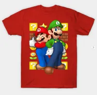 CNY Chineses Dragon ในปีใหม่สีแดง Chothes การ์ตูน Super Mario Bros. เสื้อยืดคอกลมผ้าฝ้ายกราฟิกสำหรับผู้ชาย/ท็อปส์ซู Gils เด็กชายดิสโตรอายุ1 2 3 4 5 6 7 8 9ปี/เสื้อผ้าแม่-เด็ก