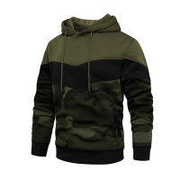 Mens Patchwork Hooded Sweatshirt Hoodies Clothing Casual Loose Fleece Warm Streetwear Male Fashion Autumn Winter Outwear