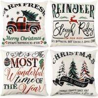 Christmas Pillow Covers Buffalo Plaid Pillows Farmhouse Throw Pillowcase Winter Holiday Cotton Linen Cushion Case