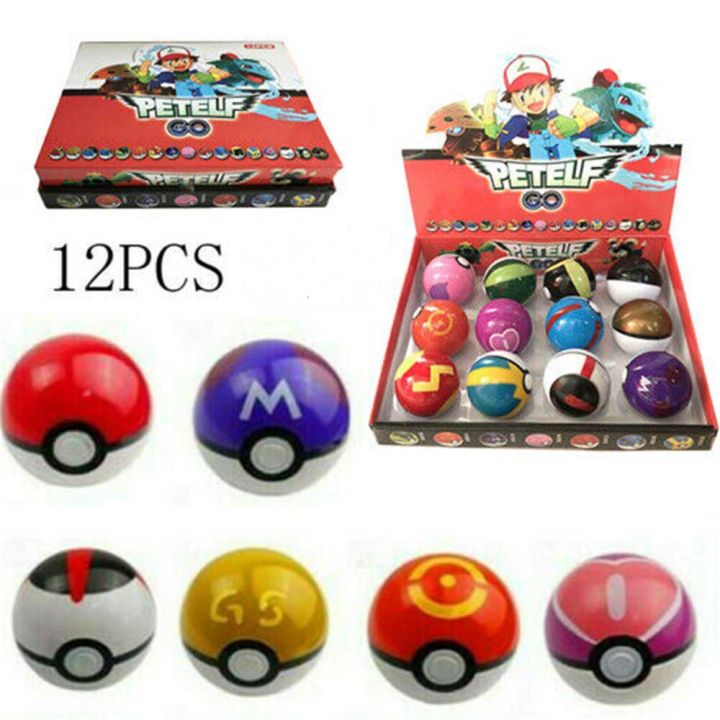 12pcs-pokemon-pikachuชุดลูกบอลpokeballตัวเลขkids-toysของขวัญเด็ก