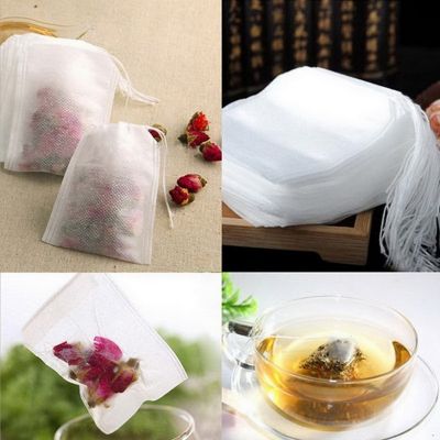 100Pcs Disposable Tea Bags Filter Bags for Tea Spice with String Heal Seal Filter Strainer Non woven Fabric Spice Filters Teabag