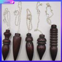 LOVOKK การรักษารักษาด้วย ลูกตุ้มไม้ธรรมชาติ ทำจากไม้ Amulet Reiki spiritual hallo แบบพกพาได้ พร้อมห่วงโซ่ รูปแบบกรวยกลม