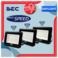 NINELED โคมไฟฟลัดไลท์ LED ยี่ห้อ BEC รุ่น SPEED มีขนาด 100W 150W และ 200W มีให้เลือก แสงขาว Daylight6500K กันน้ำกันฝุ่น IP65 มุมกระจายแสง 120 ํ