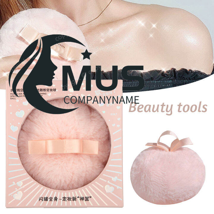 เครื่องสำอาง-mus-นุ่มสีพีชปัดแก้มพัฟแป้งนุ่มใช้ซ้ำได้-perlengkapan-rias-ลูกบอล