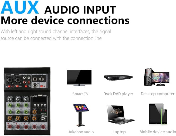 aibedo-audio-mixer-4-channel-mini-audio-mixer-dj-controller-mini-family-ktv-karaoke-mixer-usb-bt-effects-interface-mixer-f4a