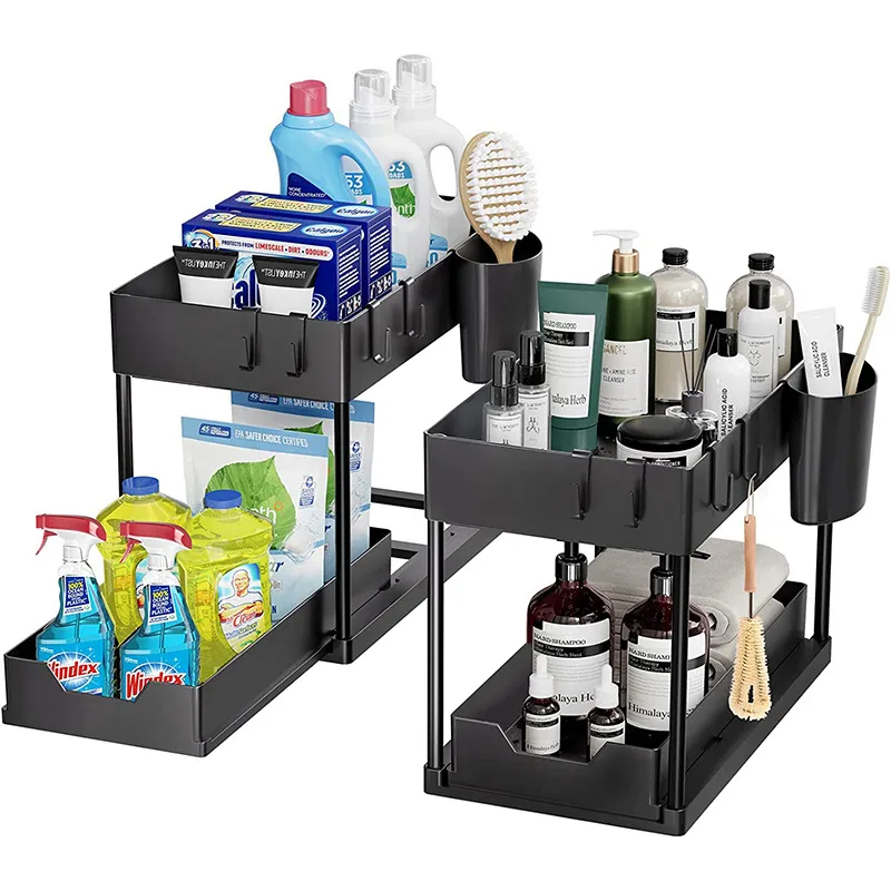 Under Sink Storage Organizer 2 Tier Drawer Multipurpose Rack