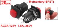 ☄﹍¤ 20 Pcs / Lot x AC 3A / 125V 1.5A / 250V 6V 9V 12V 24V Red Momentary Push Button Switch 2 Pin SPST OFF/(ON) NO N/O Normally Open