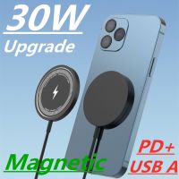 30W PD + USB A Fast Magnetic Wireless Charger for iPhone 13 12 Pro Max Mini  Fast Chargers Pad macsafe Magnet Charging Station