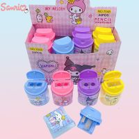 4-24pcs Sanrio Pencil Sharpener Kawaii Kuromi Cinnamoroll Melody Student Double-hole Pencil Sharpener Stationery School Supplies