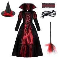 2023 2023 New Girls Halloween Costume Vampire Dress Up Child Vampiress Role Play Cosplay Outfits Holiday Gifts