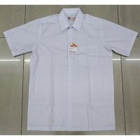 BAJU KEMEJA SEKOLAH PUTIH KAIN JENIS COTTON LENGAN PENDEK (JENAMA FALCON)