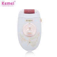 Kemei เครื่องขัดผิวด้านและส้นเท้าไร้สายแบบชาร์จ KM-3078 หัวขัดแผ่นคู่ ความเร็วสูง แผ่นขัด 2 ชั้น ปรับได้ 2 ระดับ ความเร็วรอบ 2,200 rpm มีหัวขัดสำรอง ฟรี!!!++ - สีขาว