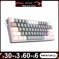 REDRAGON Fizz K617 RGB USB Mini Mechanical Gaming Keyboard Red Switch 61 Keys Wired detachable cable,portable for travel