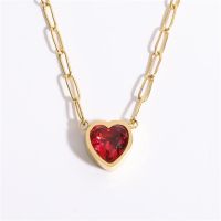 Superior Home Shop Stainless Steel Pendant Necklace Hearts Zircon Sweater Chain Plated Necklace