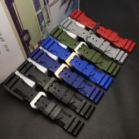 ∈✹ Top quality 24mm 26mm Nature silicone rubber strap For Panerai strap watch band Waterproof watchband free tools