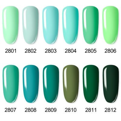 ROSALIND Green color 7ML Semi-Permanent Soak-Off UV LED Nail Lacquer gel Varnish