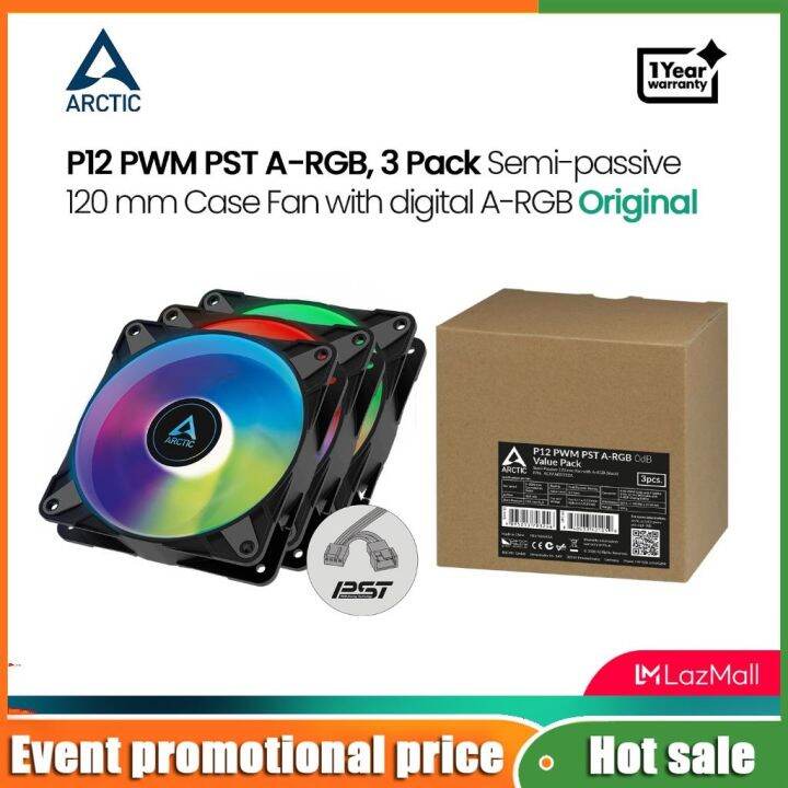 Arctic P12 PWM PST A-RGB 0dB Value Pack Pressure Optimized 3pcs 120mm ...
