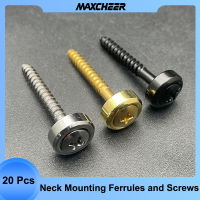 20Pcs โลหะกีตาร์ไฟฟ้าคอ Mounting Ferrules Bushing พร้อมสกรูกีตาร์อะไหล่ Replacement