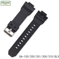 Migeet ยาง GA-150นาฬิกา Casio GA-200 GA-300 GA-201 310 GLX กีฬากันน้ำสีดำ TPU 16มม. สายข้อมือสำหรับเปลี่ยนสายนาฬิกาข้อมืออุปกรณ์เสริม