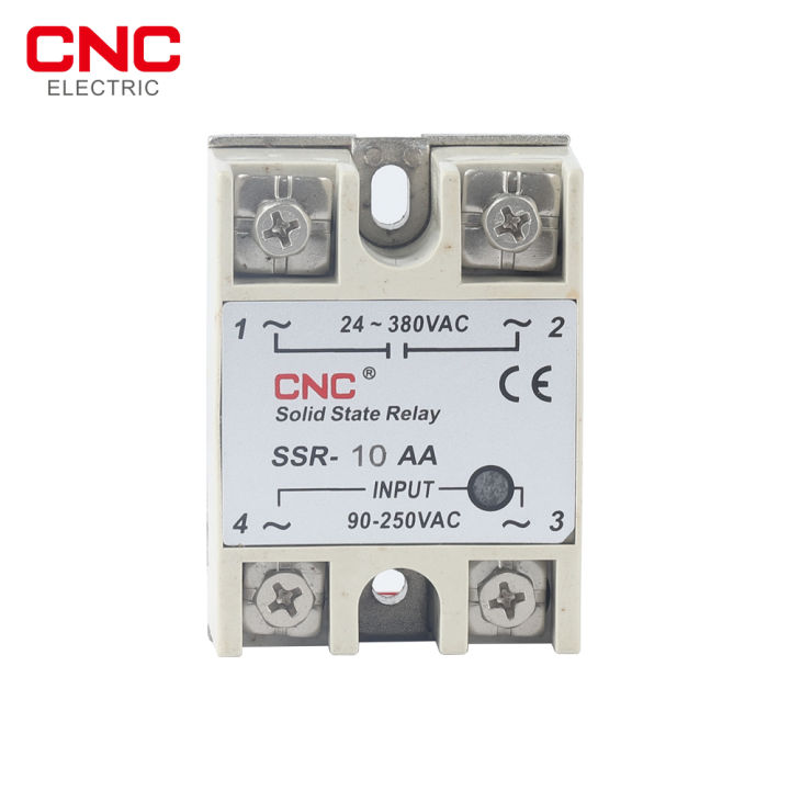 cnc-solid-state-relay-ssr-25aa-40aa-ac-ควบคุม-ac-เปลือกสีขาวเฟสเดียวพร้อมฝาครอบพลาสติกอินพุต90-250v-เอาต์พุต24-380v