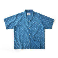 Fast Shipping Summer New Blue -Dyed Printed Shirt Cuban Led The Retro Short -Sleeved Hawaiian Male Amei Kazakh