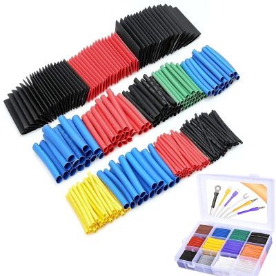 127pcs/280pcs/560pcs Heat Shrink Tube Wires Shrinking Wrap Tubing Wire Connect Cover Protection Cable Electric Cable Waterproof Cable Management