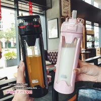 ◑∈✑ 450ml Double Glass Water Bottle Portable Leakproof Tumbler With Straw Gifts for Girls Milk Coffee Juice vaso con tapa y pajita