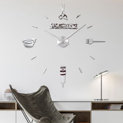 Fashion Simple Haircut Tools EVA Clock Hairdressing DIY Acrylic Creative 3D Wall Stickers Stereo Watche Custom Needle WallClocks