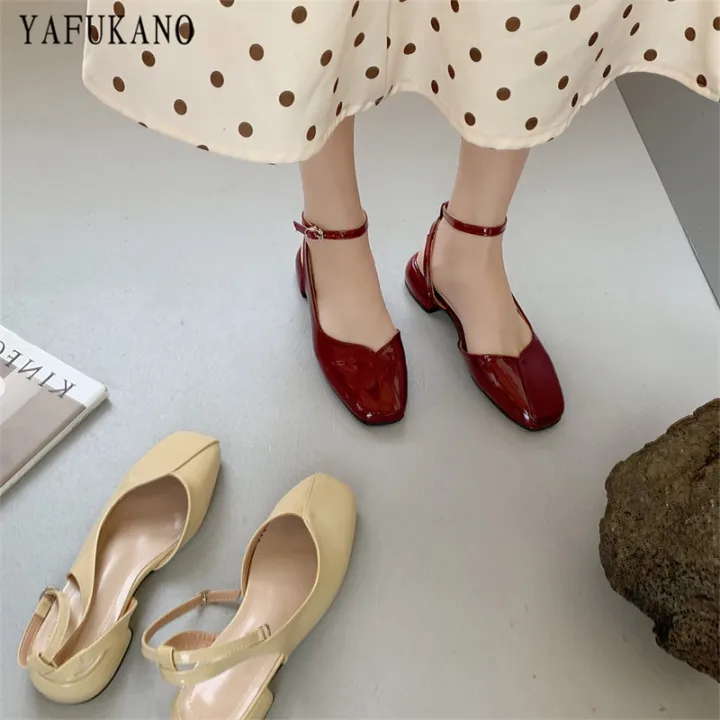 ☸ French Chunky Heel Mary Jane Shoes 2022 Summer Slingback Sandals