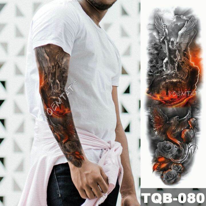 large-arm-sleeve-tattoo-hourglass-diamond-waterproof-temporary-fake-tatoo-sticker-skull-halo-poker-mask-men-women-full-tatto