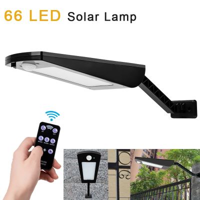 The newest 66 led solar light garden outdoor waterproof wall lamp remote control 48 led solar lamp for deck patio step landscape