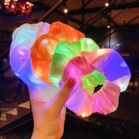 10pcs LED Luminous Hair Scrunchies Light Up Hair Scrunchies Elastic Light Women Girls Hair Bands for Halloween Christmas Party