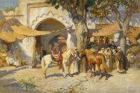 ✵♞✉ โดย CITY GATE อาหรับม้า ORIENTALIST ภาพวาดศิลปะฟิล์มพิมพ์ผ้าไหมโปสเตอร์ Home Wall Decor 24x36inch