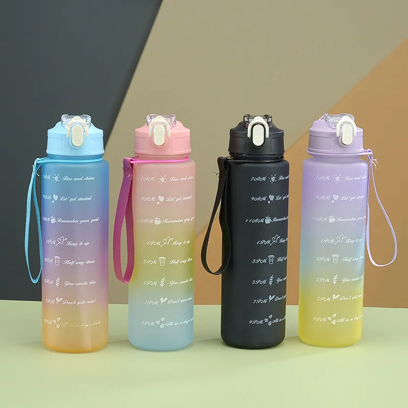 Water Bottle Motivational Drinking Bottle Sports Water Bottle With Time  Marker Portable Reusable Plastic Cups Outdoor Travel Gym