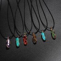 Natrual Quartzs Stone Charm Necklaces For Women Men Winding Hexagonal Column Reiki Pendulum Pendant Necklace Chain Jewelry Gift 【hot】niloli