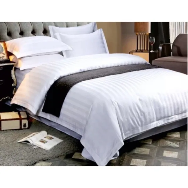 Double Deck Bed Design us cotton 4in1 bed sheet plain white Hotel