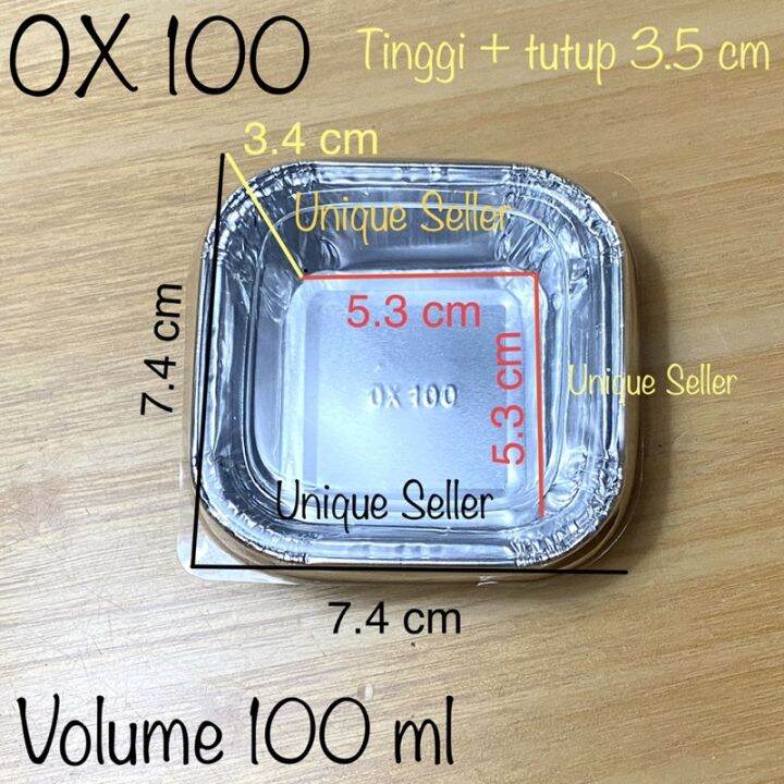 [Isi10] Aluminium Foil Cup OX 100 + Tutup Mika / Alufoil Tray Kotak