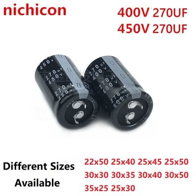 2Pcs/Lot Nichicon 270uF 450v / 270uF 400V 450V270uF/ 400V270uF 22x50 25x40/45/50 30x30/35/40/50 35x25/30 Snap-in PSU capacitor