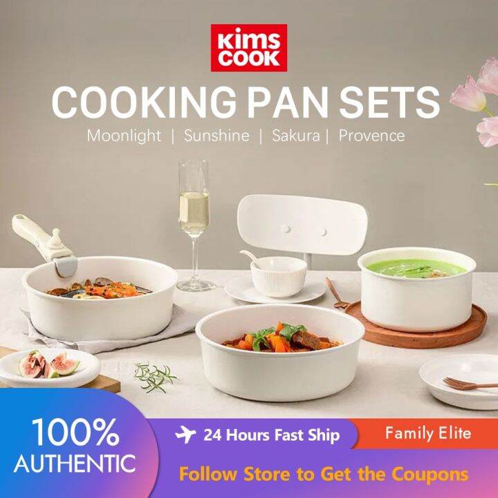 Korea Kims cook Nonstick Cookware Set (18cm Pot/24cm Pans/Steamer