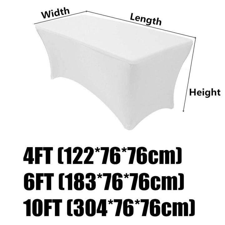 10ft-ผ้าคลุมโต๊ะงานแต่งงานผ้าปูโต๊ะจัดเลี้ยงยืดได้พอดีสำหรับงานปาร์ตี้