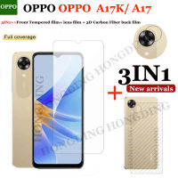 【สินค้ามาใหม่ + มีสต๊อก】ฟิล์มกระจกนิรภัยใสคลุมทั้งหมด A17 A17K OPPO แบบ3-In-1 + สติ๊กเกอร์สกีนหลังกระจกเลนส์กล้องถ่ายรูป + ฟิล์มด้านหลัง