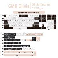 Gbdiy PBT Cherry Profile GMK Olivia Keycap สำหรับแป้นพิมพ์เชิงกลสำหรับเล่นเกม MX สวิตช์สีขาว DIY ออกแบบเองยิงคู่173ปุ่ม